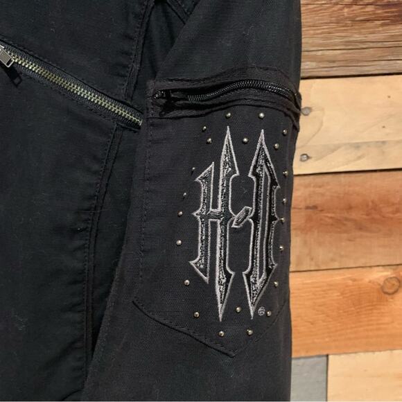Harley-Davidson 3in1 Hoodie Lined Moto Jacket With Rivet Logo Detail Black Sz S - Picture 6 of 16